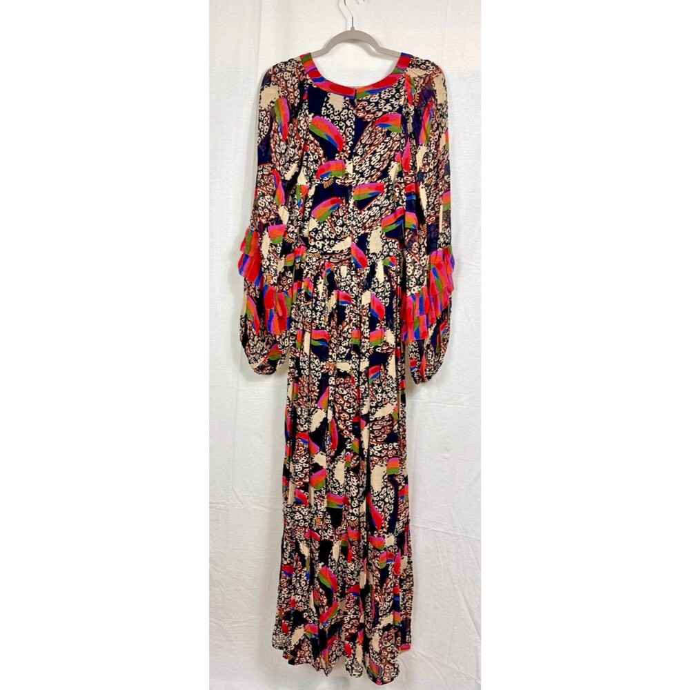 Farm Rio Maxi, Leopard Toucan, Relaxed, Long Sleeve, Medium, New! Retail $315 - Picture 7 of 8